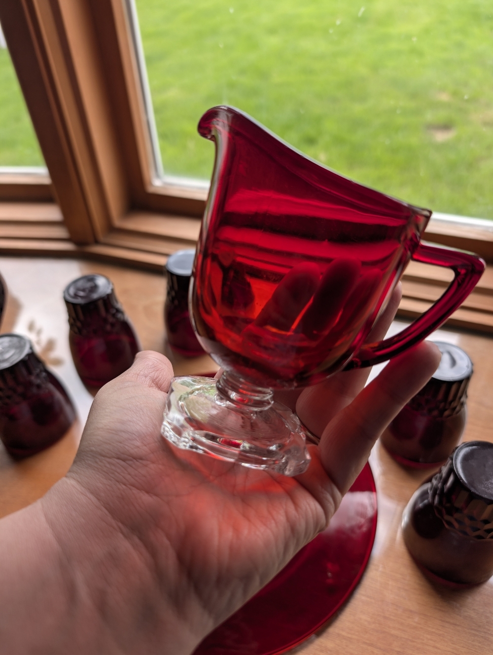 Vtg Anchor Hocking Royal Ruby Windsor Tumblers & Coronation Creamer Set - 7pc - Picture 10 of 17